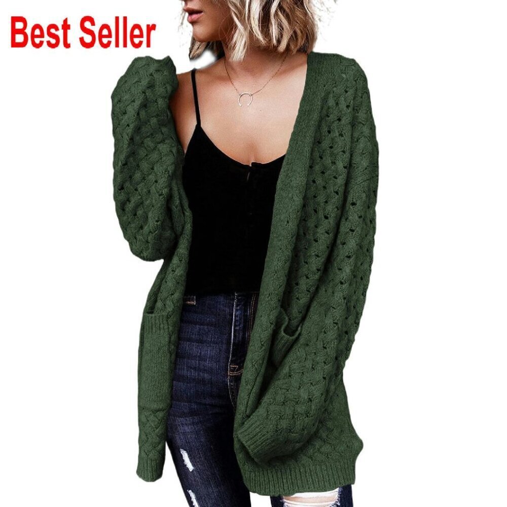 Chunky Cable Knit Cardigan Open Front Long Sleeve Oversized Chic Outerwear